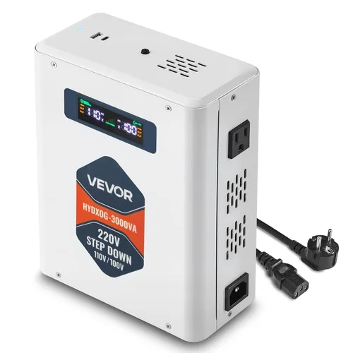 Miniatura 10 de VEVOR Convertidor de Voltaje Reductor, 2000VA, Convertidor de Energía de Voltaje de Servicio Pesado, Transformador de Energía de 220V a 110V, con 2