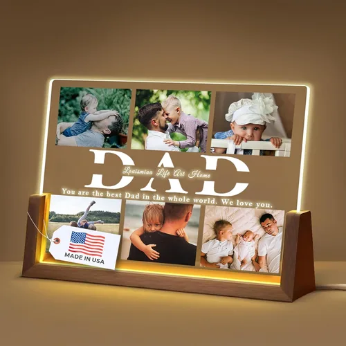 Miniatura 10 de LOUISMIAA - Marcos de fotos personalizados con luz nocturna, placa decorativa para aniversario, cumpleaños, día de la madre, día del padre, San