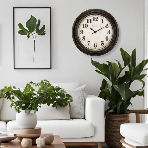 Miniatura 7 de Westclox Reloj de pared grande tradicional – Esfera envejecida vintage de 24 pulgadas que funciona con pilas, agujas de metal, lente de cristal