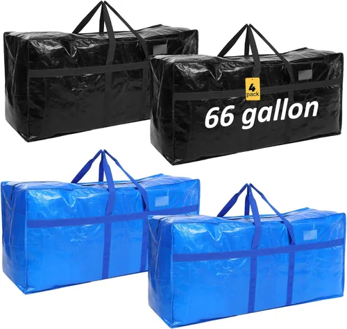 Miniatura 16 de 4 Piezas Bolsas de Mudanza Grandes con Cremallera y Asas Bolsas de Lona Tipo Duffle Plegables de Almacenamiento Extra Resistentes Extra Grandes