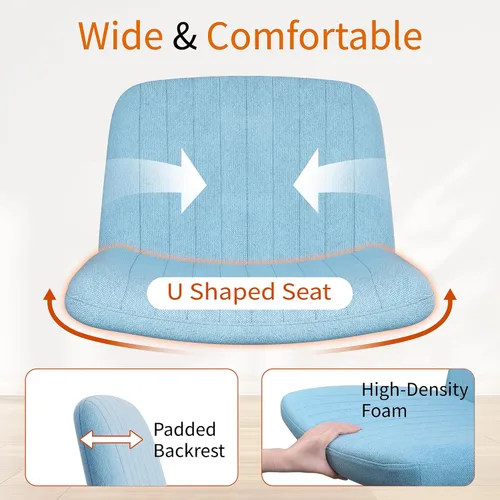 Miniatura 3 de Silla cruzada con ruedas, silla de oficina con patas cruzadas, sillas de oficina sin brazos, sillas de oficina giratorias de altura ajustable