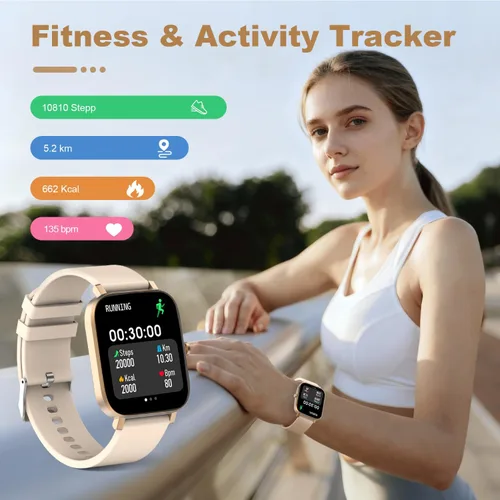 Miniatura 2 de Reloj inteligente para hombres y mujeres compatible con iPhone, Samsung, teléfonos Android, pantalla táctil completa de 1.69 pulgadas, IP68 Dorado