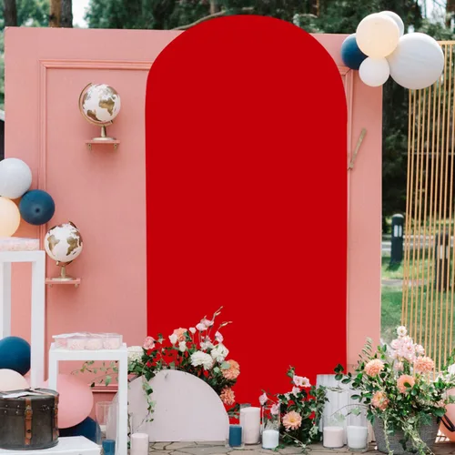 Miniatura 5 de FOTSHARER Cubierta de Arco Roja de Tela de Fondo Cubierta de Fondo de Arco de Globos de 6 Pies para Fiesta Temática Cubierta de Arco Boho de 2 Lados