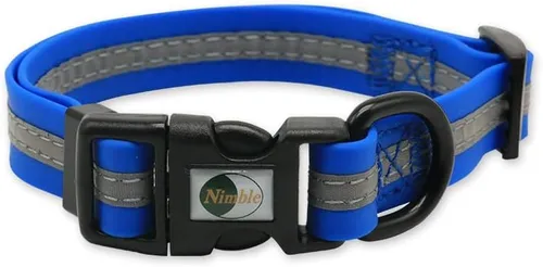 Miniatura 12 de NIMBLE Collar de perro impermeable para mascotas, ajustable, reflectante, duradero, flexible, de nailon con revestimiento de poliéster, collares