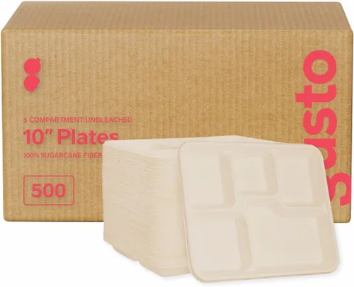 Miniatura 12 de GUSTO Cuencos de papel resistentes 100% compostables de 12 onzas (paquete de 125) de caña de azúcar desechable ecológica, papel kraft