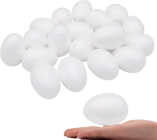 Crafare Paquete de 40 huevos de espuma blancos de 2.75 pulgadas suaves para Pascua, Navidad, Halloween, vacaciones, manualidades, manualidades,