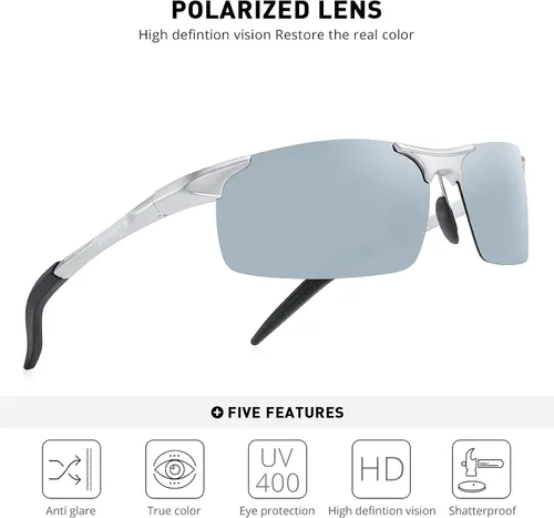 Miniatura 5 de MERRY'S Gafas de sol polarizadas de conducción deportiva para hombre, montura irrompible, sin montura S8277