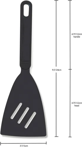 Miniatura 5 de Norpro 905 - Espátula de nailon de alta resistencia al calor, redonda ranurada, 11.5 pulgadas, color negra, Negro, 9.5 pulgadas, Negro