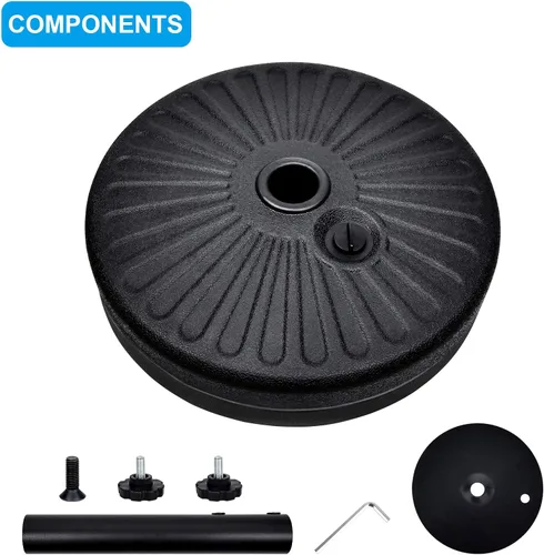 Miniatura 5 de Simple Deluxe - Base resistente para sombrilla de patio de 20" con soporte de acero, rellenable con agua, para exteriores, césped, jardín, redonda