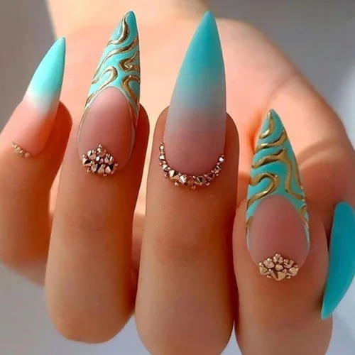 Miniatura 17 de Hkanlre - Uñas postizas cortas a presión con forma de almendra, uñas falsas de acrílico blancas brillantes, uñas postizas de cobertura completa