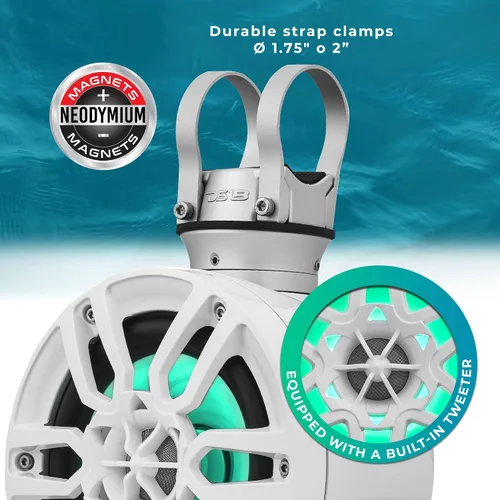 Miniatura 4 de DS18 CF-PS6 - Altavoces de torre Wakeboard de 2 vías con luces RGB integradas - 300 MAX - Perfecto para motos acuáticas, ideal para ATV, UTV, Jeep