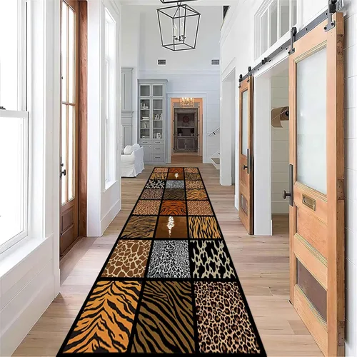 Miniatura 35 de Alfombra de pasillo con estampado de tigre, 2 x 10 pies, alfombra de rayas con estampado de piel de animal, alfombra interior a rayas blancas y 5