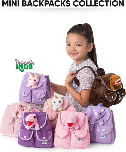 Miniatura 7 de Naturally KIDS Mini mochila de dinosaurio - Mochila muy pequeña para niñas y niños - Juguetes de dinosaurio para niños de 3 a 5 años - Mochila