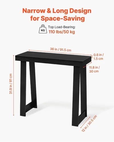 Miniatura 3 de VEVOR Mesa consola de 36 pulgadas, escritorio moderno detrás del sofá, escritorio de entrada rectangular de madera, soporte estrecho y largo