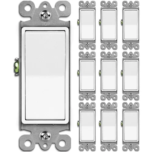 Miniatura 15 de BESTTEN Paquete de 10 interruptores de luz decorativa de 3 vías, 15 A, 120/277 V, un solo polo o tres vías, interruptor de pared de paleta