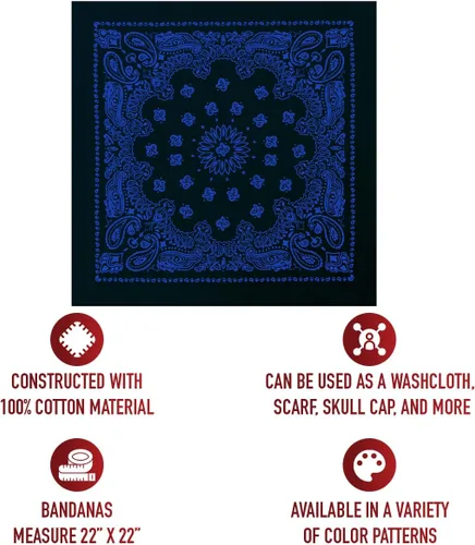 Miniatura 2 de Rothco Trainmen Paisley Bandana - Estándar - 22" X 22