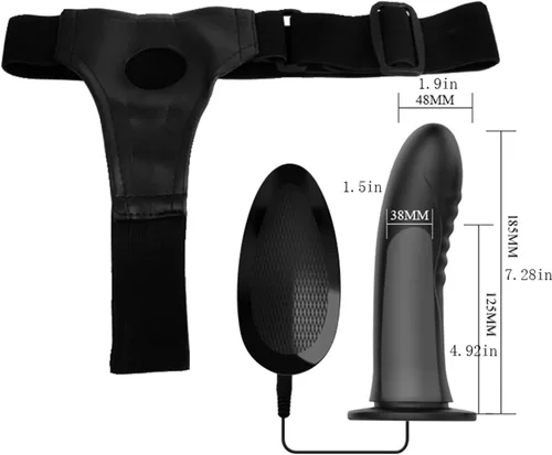 Miniatura 2 de Arnés sexual con correa, consolador vibrador de silicona para hombres y adultos, juguete sexual con control remoto con cable (no para mujeres)