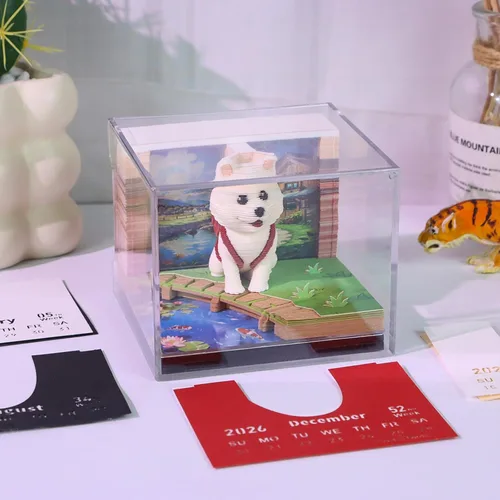 Miniatura 5 de Calendario 3D 2026, Calendario de Escritorio 2026, Calendario de Notas de Arte en Papel 3D Desmontable con Luces LED, Calendarios de Notas