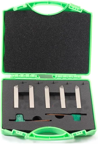Mini herramienta de torneado de torno indexable, vástago de 3/8 pulgadas, niquelado de 5 piezas, juego de herramientas de torneado de carburo,