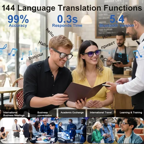 Miniatura 5 de Lentes inteligentes AI con cámara, gafas de cámara Bluetooth HD de 8 MP, gafas de sol de grabación de video 1080P para mujeres y hombres, traducción