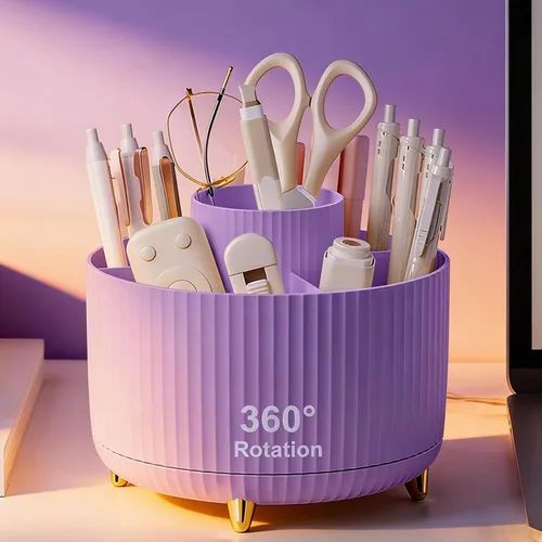 Miniatura 11 de Pencil Pen Holder 5 Slots 360°Degree Rotating Pen Organizers for Desk Desktop Storage Stationery Supplies Cute Pencil Cup Pot Kids Desk Organizer
