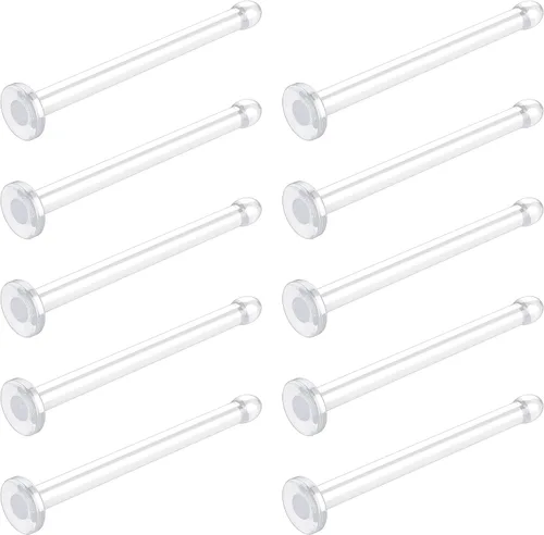 Aretes de nariz transparentes para mujeres y hombres, 10 unidades, retenedores de plástico planos, transparentes, para el trabajo, cirugía,