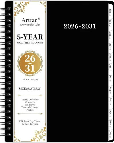 Miniatura 13 de Agenda mensual 2026-2031, agenda mensual de 5 años, julio de 2026 a junio de 2031, 9 x 11 pulgadas, calendario de 5 años de doble cara + cubierta