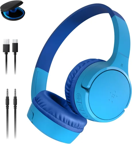 Miniatura 10 de Belkin SoundForm Mini con estuche - Auriculares inalámbricos Bluetooth para niños con vida útil de batería de 30H, límite de volumen seguro de 85dB