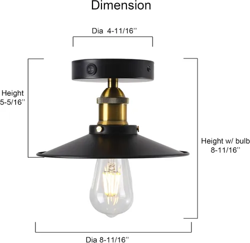 Miniatura 3 de Lámpara de techo vintage de 12 V con bombilla E26, accesorio LED blanco cálido de 3000 K, interruptor de encendido/apagado, fácil instalación