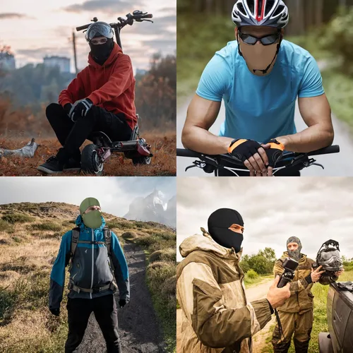 Miniatura 3 de BaHoki Essentials Máscara de esquí pasamontañas, cubierta térmica transpirable para clima frío, equipo de cabeza resistente al viento, Negro