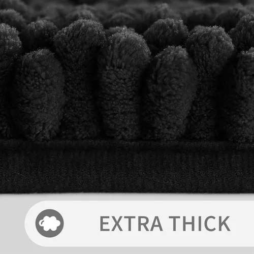 Miniatura 3 de Yimobra Juego de 2 alfombras de baño de felpilla suave y absorbente y alfombra para inodoro en forma de U, antideslizante, lavable a máquina
