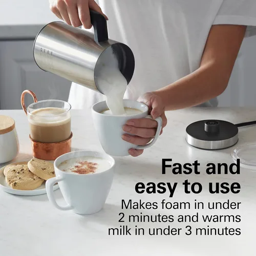 Miniatura 6 de Hamilton Beach Espumador de leche eléctrico y calentador, espuma caliente o fría automática, 5-10 onzas., café con leche, café con leche, capuchino