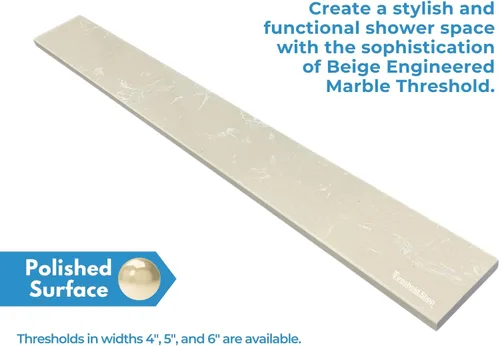 Miniatura 3 de Borde de ducha de 60 pulgadas Umbral de mármol de ingeniería beige para sistemas de bandeja de ducha Schluter Kerdi y azulejos Redi