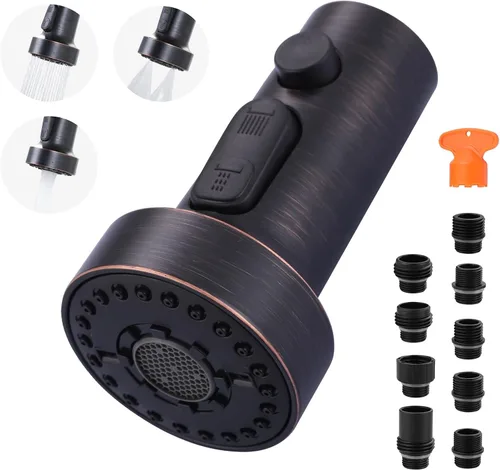 Miniatura 16 de Reemplazo de Cabezal de Grifo Extraíble: Reemplazo de Cabezal de Rociador de Grifo de Cocina de 3 Funciones con 9 Adaptadores - Cabezal de Grifo