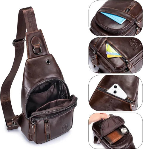 Miniatura 206 de LUKZIJAES Bolso bandolera de cuero genuino para hombre
