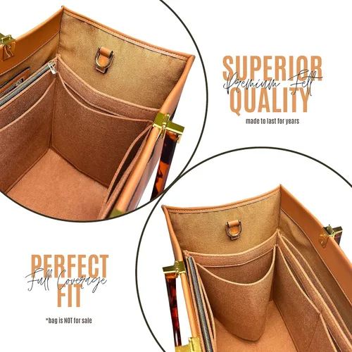 Miniatura 7 de Sunshine Tote Organizer Insert, Sunshine Shopper Medium Insert, Mini Sunshine Large Organizer, Handmade 3mm Premium Felt Snug Sturdy Gold Zipper