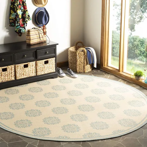 Miniatura 25 de SAFAVIEH Alfombra lavable al aire libre Linden Collection – 6'7" cuadrada, crema y beige, no desprende pelusa y fácil de limpiar, ideal para patio