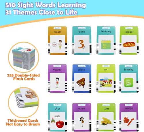 Miniatura 2 de MAYAPHILOS - Tarjetas didácticas del alfabeto con sonido para niños de 3-8 años, 510 palabras, juguete educativo interactivo Montessori, regalos