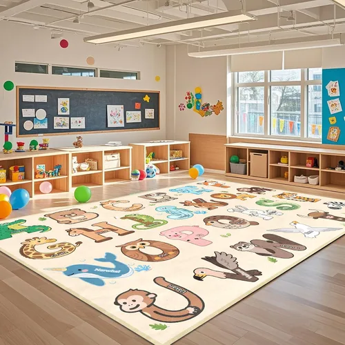 Miniatura 14 de Alfombras infantiles para sala de juegos, alfombra ABC de 2.5 x 4 pies para niños pequeños, alfombra de aprendizaje educativo, alfombra