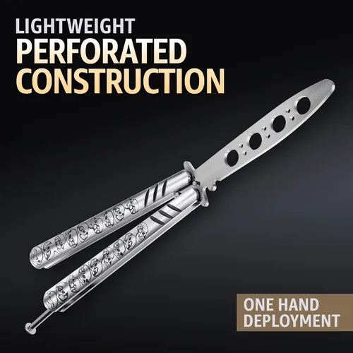 Miniatura 7 de GOOD WORKER Entrenador de Mariposa - Práctica Balisong Cuchillos de Mariposa NO Reales NO Hoja Afilada - Diseño Genial - Mariposa Negra Sin Brillo