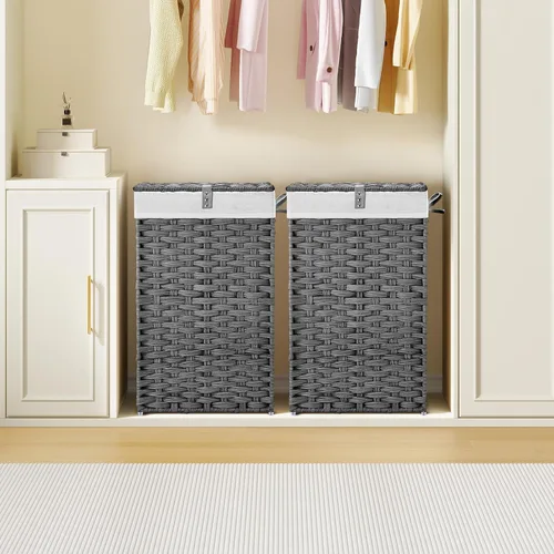 Miniatura 2 de Greenstell Cesta de ropa sucia con tapa, cesta de ropa de 60L con 2 bolsas de forro extraíbles y 2 bolsas de malla para lavandería, cesta de ropa