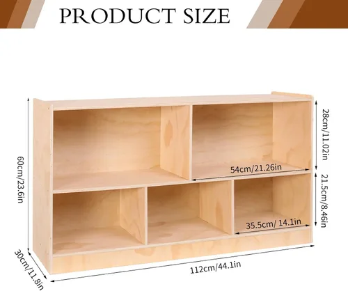 Miniatura 3 de Gabinete de almacenamiento de madera, estante Montessori de 5 secciones, Estantería para habitaciones