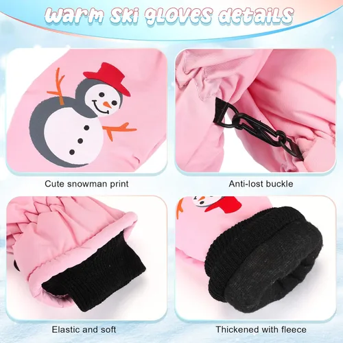 Miniatura 3 de Liitrsh 4 pares de guantes de nieve para niños, guantes de esquí cálidos de invierno para niños y niñas, guantes de nieve para clima frío para esquí