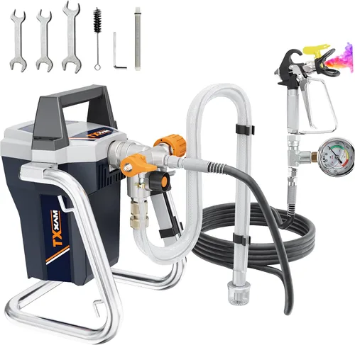 MAXXT Pulverizadores de pintura sin aire, pulverizador de soporte sin aire de alta presión de 1300 W con 3000 PSI, peso ligero de 14.7 libras para