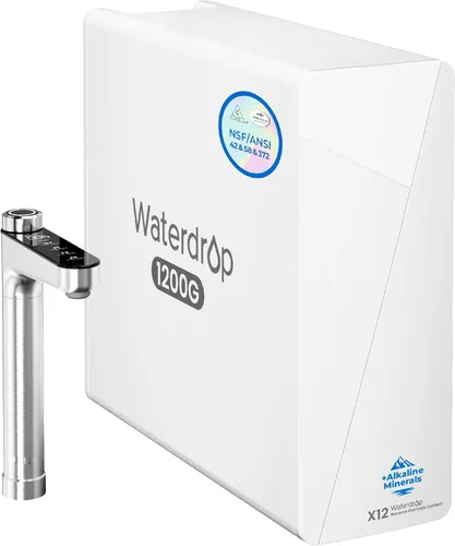 Waterdrop Sistema de ósmosis inversa de pH mineral alcalino X12, certificado NSF/ANSI 42 y 58 y 372, filtro de agua RO de 1200 GPD, sistema de