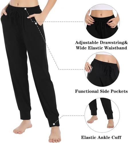 Miniatura 3 de UMMISS Pantalones deportivos de cintura alta para mujer, pantalones de yoga con bolsillos elásticos con cordón ajustable, Desnudo