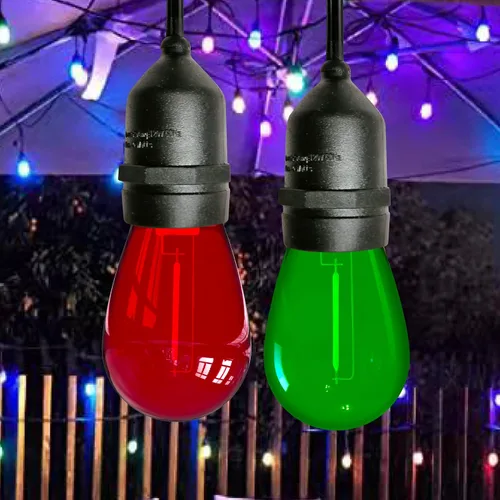 Miniatura 5 de Bombillas LED de luz de cadena S14 de color, paquete de 24 bombillas de 1 W, de plástico irrompible e impermeable, para interiores y exteriores