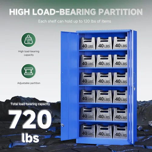Miniatura 6 de Letaya Gabinetes de Almacenamiento de Garaje de Metal con Puerta con Cerradura y Estantes Ajustables, Gabinetes de Herramientas de Acero para Hogar