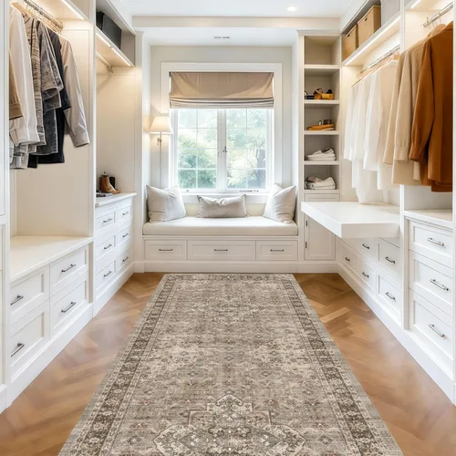 Miniatura 21 de Alfombra vintage lavable de 2 x 3: alfombra pequeña resistente a las manchas para baño, entrada, antideslizante, para dormitorio, ultra suave
