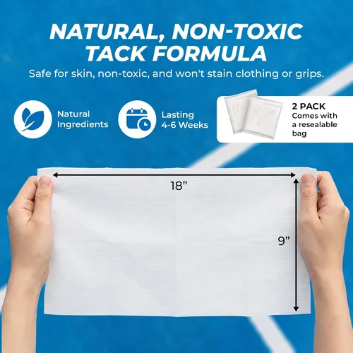 Miniatura 4 de Tourna Tac Rag - Paño de agarre pegajoso para tenis, pickleball y deportes (paquete de 2) - Potenciador de agarre para manos y asas, sin residuos